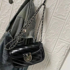 Lunivop Vintage Black Square Bag Purse Women High Street Pu Leather Chain Chic Messenger Bag Female Retro Handbag Crossbody Bags