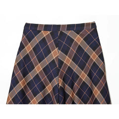 Lunivop Check Printed High Waist Skirt Women's Spring Autumn Long Skirt Casual Hem Ruffles Midi Skirts For Women New 