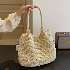 Lunivop Lazy Style Woven Bag Women's Summer Seaside Vacation Beach Bag Large Capacity Shoulder Bag Straw Bag Tote Bag Work Clothing Wool Knitted Bag Work