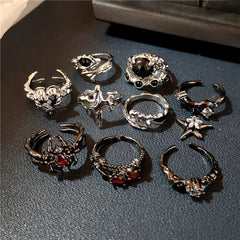 Lunivop Vintage Goth Thorny Rose Couple Rings For Men Women Charm Irregularity Opening Stainless Steel Punk Finger Ring Jewelry Y2k Gift