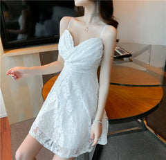 Lunivop Summer Lace Black Dress Slim Fit Elegant Spaghetti Strap Dress