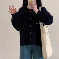 Lunivop Button Up Cardigan Sweater for Women Cozy Knitted Long Sleeve Single Breasted Sweater Jacket Autumn Winter Casual Chic Outfit