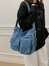 Lunivop Commuting Denim Cloth Casual Canvas Shoulder Crossbody Bag Causal Backpack