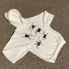 Lunivop Y2k Print Hoodies Women Pullover Long Sleeve Jacket Coats Autumn Winter Casual Oversized Hooded Sweatshirt Grunge Spider Hoodie
