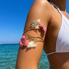Lunivop Bohemia Butterfly Flower Bangles For Women Vintage Armlet Bracelet Summer Beach Body Jewelry Accessories