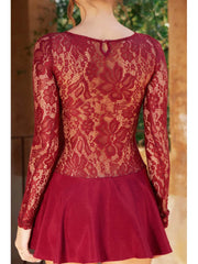 Lunivop Patchwork Sexy See Through Lace Women Dress Red Long Sleeve A-line Dress Female Spring Slim Elegant Party Clubwear