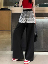 Lunivop Sweet Lace Patchwork Pant Women High Waist Cute Casual Loose Trousers Korean Fashion Summer Elegant Chic Wide Leg Pants New