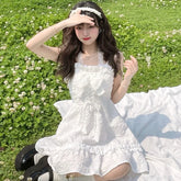 Lunivop Elegant Sweet Halter Camisole Dresses 2025 Summer New White Dress for Women Fashion All-match Slim Waist Vestidos De Mujer