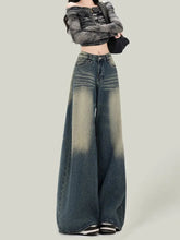 Lunivop Women Streetwear Retro Jeans Loose High Waist Y2K Denim Pants Casual American Harajuku Fall Female Pockets Wide Leg Trousers New