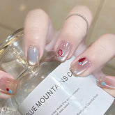 Lunivop 24pcs Press on Nails Summer Colored Lines Decorations for False Nails with Glue Square Short Nail Tips Nail Tips Self-nail