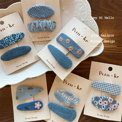 Lunivop 2pcs New Cute Cotton Embroidered Denim Hair Clips for Girls Sweet Flower Hairpins BB Clips Kids Fashion Hair Accessories