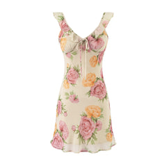 Lunivop floral printed mini dress V-neck ruffled neckine sexy women party dress new bohemian spring summer dress