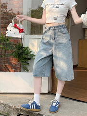 Lunivop Loose Wide Leg Denim Jeans Women's High Waist Seven-Foot Waed Jeans American Retro Sle plus Size Summer Wear