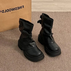 Lunivop Chunky Women Short Boots New Fashion Belt Buckle Thick Heel Trouser Shoes Autumn Women's Non-slip Platform Ankle Booties