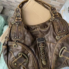 Lunivop Vintage Brown Y2k Handbag Women Retro Subculture Leather Large Capacity Shoulder Bags Ladies Harajuku Aesthetic Tote Bag
