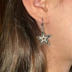 Lunivop Kpop Gothic Charm Heart Star Sun Cross Crystal Pendant Earrings For Women Men Vintage Hiphop Punk Grunge Y2K Jewelry Accessories