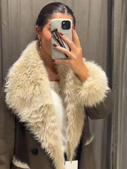 Lunivop Double-side Fur Leather Long Jackets Women Vintage Loose Lapel Long Sleeved Coats Lady Winter Thickening Warm High Street Tops