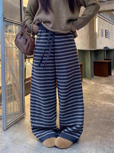 Lunivop Harajuku Contrast Color Stripe Wide Leg Trousers Vintage Grunge Loose Knitted Casual Pant Y2k Aesthetic Women Straight Pants New