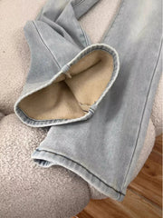 Lunivop Thiened Fce High Waist Bell Bot Jeans Women Winter New Sle Elastic Slimming Wide Leg Hoof Pants Casual Cotton...