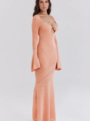 Lunivop Knitted Sexy Hollow Out Women Maxi Dress Long Sleeve High Waist Dress Female Summer Holiday Slim Elegant Beachwear
