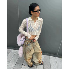 Lunivop Womens Jeans High Waist Vintage Straight 2024 Autumn Y2K Classic Denim Pants Streetwear American Wide Leg Baggy Denim Trouser