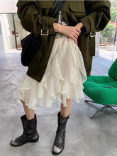 Lunivop Fairycore Elegant Lace Skirt Women Korean Style Sweet Tulle Ruffle Skirts Vintage Streetwear Irregular Layered Skirts