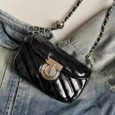 Lunivop Vintage Black Square Bag Purse Women High Street Pu Leather Chain Chic Messenger Bag Female Retro Handbag Crossbody Bags