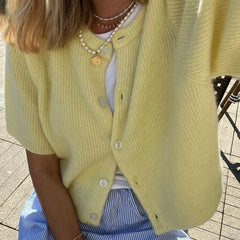Lunivop hirigin Women Knitted Crop Cardigan Shirt Short Sleeve Button Down Ribbed Knit Crop Top Y2k Girls Outwear Top Tee Shirt