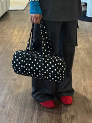 Lunivop New Korean Sle Large Capaci Polka Dot oulder Bag Casual Travel Handbag Women's Tote Bag Bla White Cute Trend