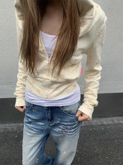 Lunivop Sweet Floral Print Hoodie Sweatshirts Autumn New Slim Fit Tops Mujer Y2k Grunge Long Sleeve Zipper Cardigan Jackets