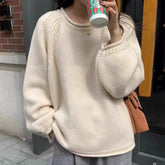 Lunivop Knit Sweater Women's Tops Long Sleeves Crew Neck Pullover Oversized Loose Plain Jumper Casual Stylish Autumn Winter Outfit