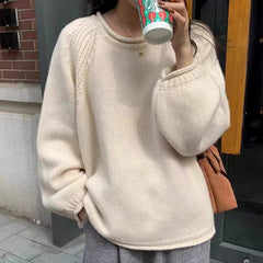 Lunivop Knit Sweater Women's Tops Long Sleeves Crew Neck Pullover Oversized Loose Plain Jumper Casual Stylish Autumn Winter Outfit