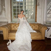 Lunivop Lace Wedding Dress Vestido De Novia Manga Larga Sencillo y Elegante Vestidos Para Por La Iglesia Boda Noivas Robe Mariee