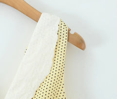 Lunivop Sweet Yellow Polka Dot Print Spliced White Lace V collar Tank Dress Women Open Buttons Low Waist A-line Sleeveless Vestidos Robe