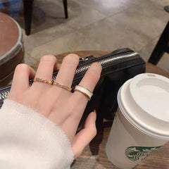 Lunivop 3Pcs/Set Trendy Simple Hollow Opening Ring for Women Exquisite Alloy Adjustable Ring Elegant Niche Design Party Jewelry Gifts