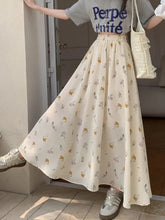 Lunivop Korean Floral Women Long Skirts Loose Summer High Waist Sweet A Line Skirt Casual Vintage Prairie Chic Female Long Skirt