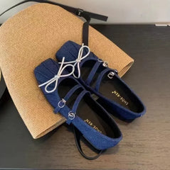 Lunivop Fashion Square Head Shallow Mouth Single Shoes Female Designer Bowknot Fairy Soft Flats Double Strap Mary Jane Shoes