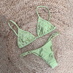 Lunivop Push Up Bikini Women 2025 Sexy Swimsuit Crochet Swimwear Female Bandeau Biquini Solid Swimming Suit Beachwear Bathingsuit Outfit