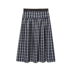 Lunivop With Belt Long Skirts For Women Fashion New Vintage Plaid Midi Skirt High Street Casual Pleated Chic Midi Skirts Mujer 