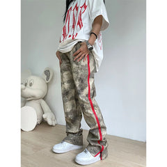 Lunivop Hip Hop Vintage Women Camouflage Jeans High Street Spring Autumn High Waist Pants Streetwear Fashion Loose Y2k Casual Trousers