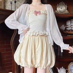 Lunivop Japanese Sweet All-match Lolita Skirt for Women Summer High Waist A-line Faldas Mujer New Flower Bud Pants Skirts