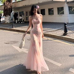 Lunivop Rendering Floral Dress Women's Summer Super Fairy Gauze Skirt Sexy Hip-hugging Waist Slim Fishtail