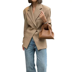 Lunivop Long Sleeve Women Elegant double-breasted classic Blazer Lady Outerwears Turn-Down Collar Winter Commute Suit Jacket