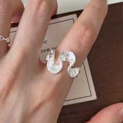 Lunivop New Fashion Silver Irregular Waves Rings for Women Personality Delicate INS Open Adjustable Rings Party Jewelry Gift