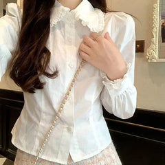 Lunivop Sweet White Women's Blouses Japan Korean Style Early Autumn Shirt Women Subcultural Y2k New Blusas Mujer Lolita Sweet