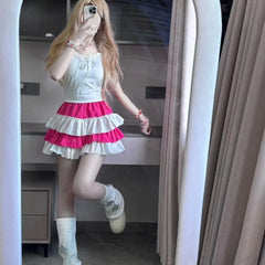 Lunivop Summer Japanese Sweet and Spicy Girl Fluffy Pumpkin Skirt Dopamine Candy Color Slimming High Waist Cake Skirt