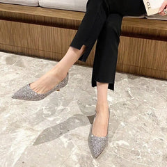 Lunivop Pointed Toe Champagne Ladies High Heels New Shiny Crystal Wedding Bridal Shoes Simple Elegant Women's Dress Shoes