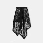 Lunivop Sexy Lace Black Skirts for Women See Through Vintage Boho Short Skirts Tulle Elegant Irregular Y2k Skirt Aesthetics