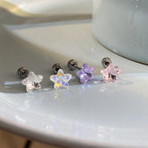 Lunivop 1pcs Shiny Pentagram Crystal Zircon Stainless Steel Ear Bone Nail Earrings for Women Cute Sweet Small Piercing Body Jewelry