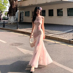 Lunivop Rendering Floral Dress Women's Summer Super Fairy Gauze Skirt Sexy Hip-hugging Waist Slim Fishtail